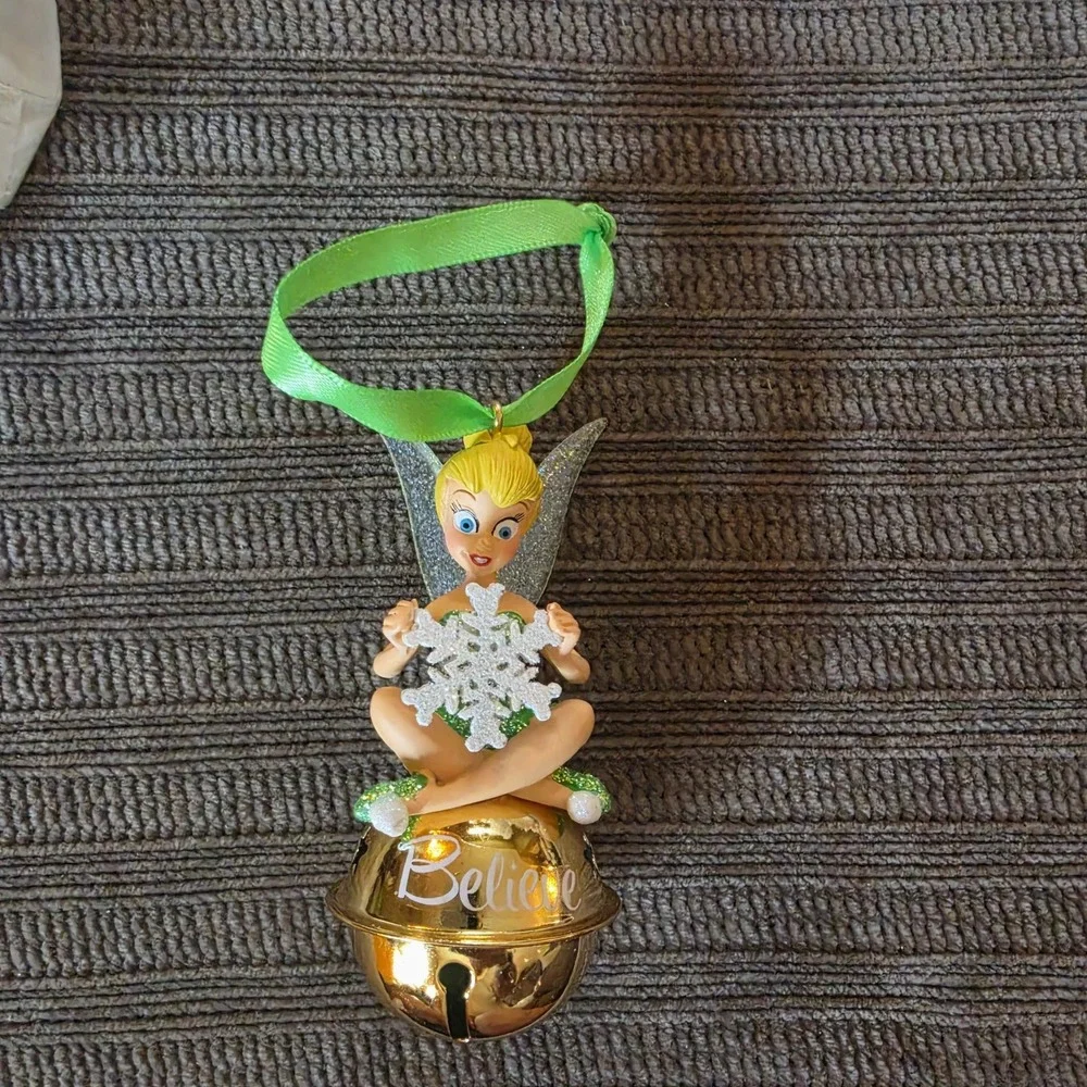 Disney Tinker Bell Believe Jingle Bell Christmas Ornament Snowflake Fairy 2006